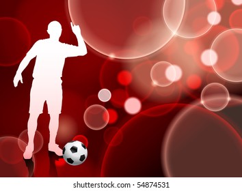 Soccer Player on Red Bubble Background Original Illustration