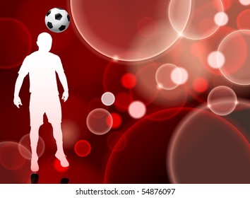 Soccer Player on Red Bubble Background Original Illustration