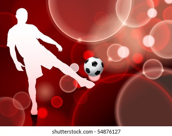 Jugador de fútbol sobre fondo de burbuja roja Ilustración original