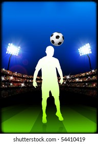 Soccer Player on Stadium Background Original Illustration