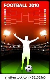 Soccer Player on Stadium Background with Bracket Original Illustration