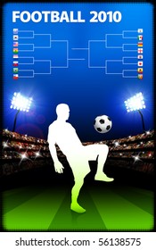 Soccer Player on Stadium Background with Bracket Original Illustration