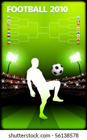 Soccer Player on Stadium Background with Bracket Original Illustration