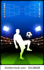 Soccer Player on Stadium Background with Bracket Original Illustration