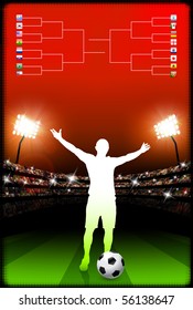 Soccer Player on Stadium Background with Bracket Original Illustration