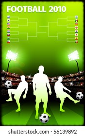 Soccer Player on Stadium Background with Bracket Original Illustration