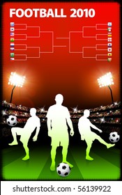 Soccer Player on Stadium Background with Bracket Original Illustration