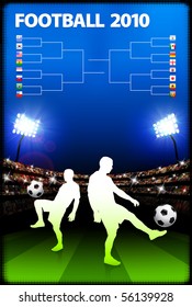 Soccer Player on Stadium Background with Bracket Original Illustration
