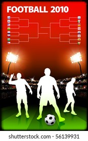 Soccer Player on Stadium Background with Bracket Original Illustration
