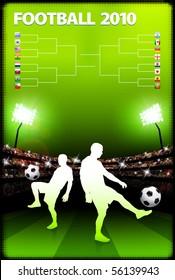 Soccer Player on Stadium Background with Bracket Original Illustration