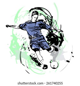 soccer player on watercolor background