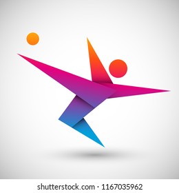 soccer player origami vector