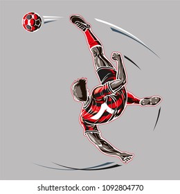 Soccer player overhead kick
