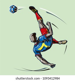 Soccer player overhead kick