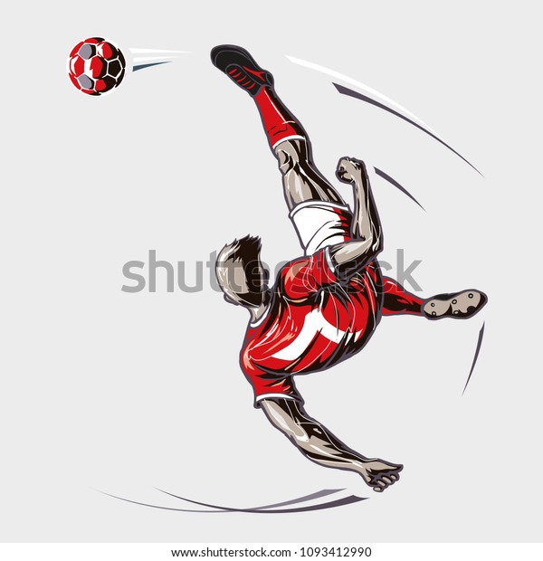 Soccer player overhead\
kick\
