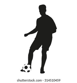Soccer player passes. Vector silhouette