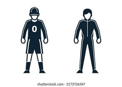 Soccer Player, People and Clothing icons with White Background