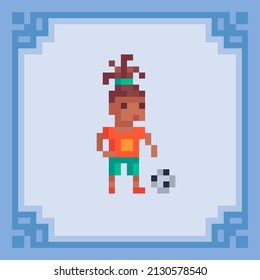 Soccer player. Pixel art character. Vector illustration in 8 bit style