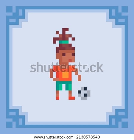 Soccer player. Pixel art character. Vector illustration in 8 bit style
