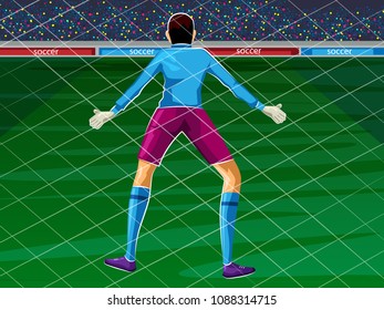 Soccer player playing with football for world tournament. Vector illustration