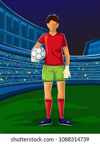 Soccer player playing with football for world tournament. Vector illustration