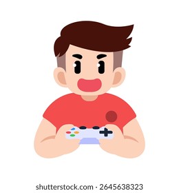 Um jogador de futebol jogando com um joystick
