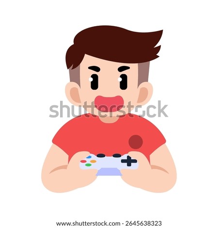 A soccer player playing with a joystick