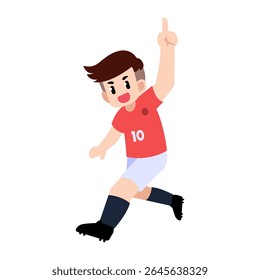 Um jogador de futebol apontando seu dedo indicador
