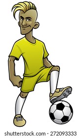 soccer player pose with the ball
