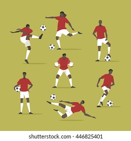soccer player poses vector illustration