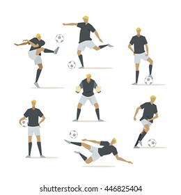 soccer player poses vector illustration