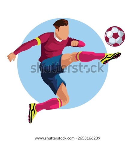 a soccer player posing kicking the ball