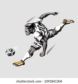 Soccer player power kick