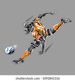 Soccer player power kick