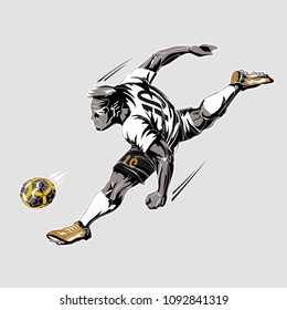 Soccer player power kick
