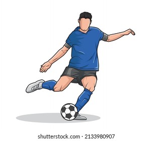  soccer player quick shooting a ball. Branding Identity Corporate vector logo design template Isolated on a white background. Vector illustration.