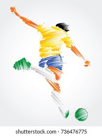 Soccer player ready to kick the ball