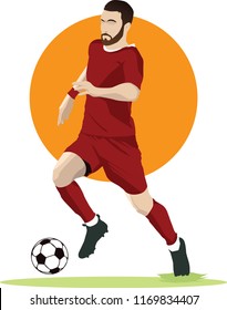 Soccer player with red jersey vector Illustration