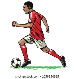 soccer player retro running pose