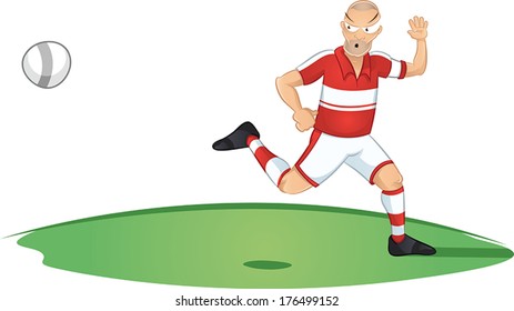 Soccer player running for the ball