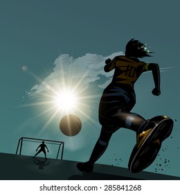 Jugador de fútbol corriendo con fondo de diseño de baloncesto