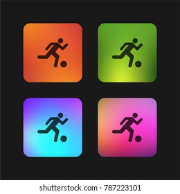 Soccer player running with the ball four color gradient app icon design