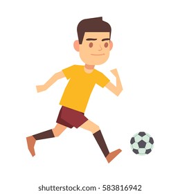 Soccer player running with ball isolated white vector