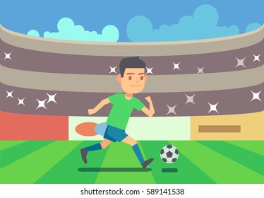 Reproductor de fútbol en ejecución con ilustración vectorial de bola