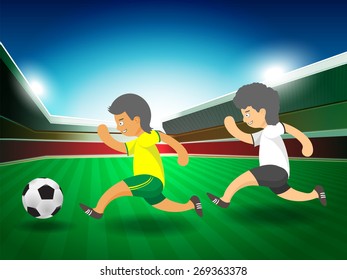 soccer player running, cartoon vector design