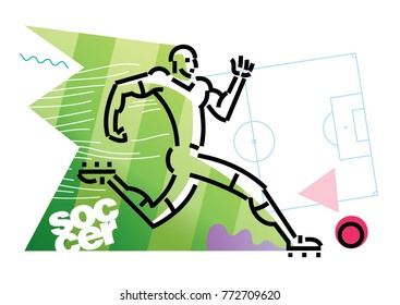 soccer player is running.
Flat outline design style