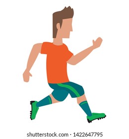 Soccer player running sideview cartoon isolated vector illustration graphic design