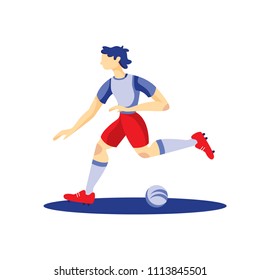 soccer player running. vector character kicking ball
