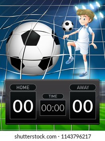 Soccer player with score board concept illustration