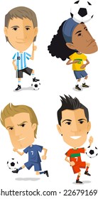 Soccer Player Set Cartoon Vector Illustrations